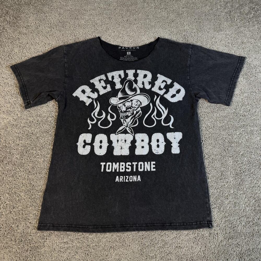 PacSun Shirt Mens S Black Retired Cowboy Tombstone Arizona Graphic Tagless